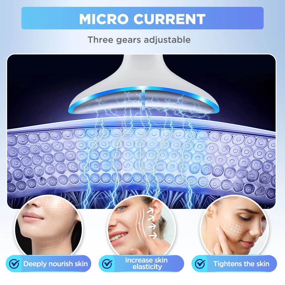 Face Neck Lift Beauty Device EMS Facial Massager LED Light Therapy Double Chin Remover Skin Rejuvenation Tightening Machine