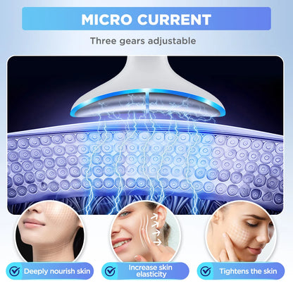 Face Neck Lift Beauty Device EMS Facial Massager LED Light Therapy Double Chin Remover Skin Rejuvenation Tightening Machine