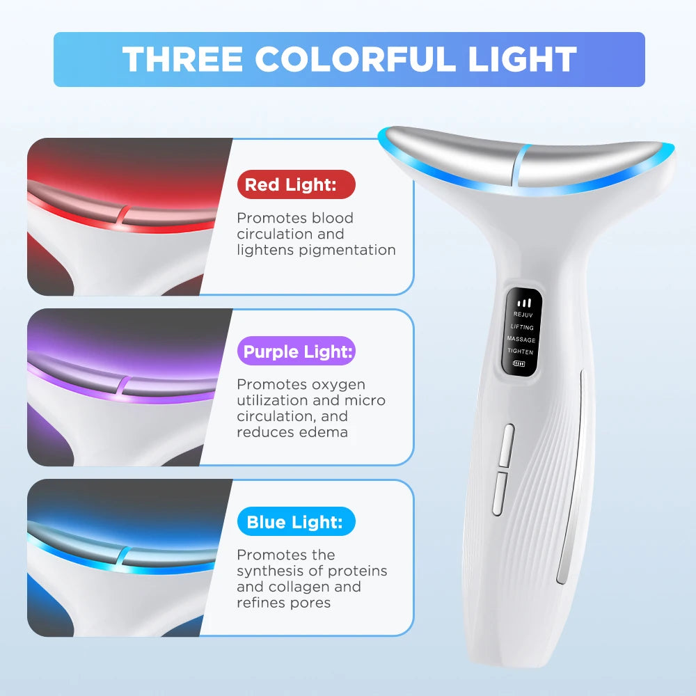 Face Neck Lift Beauty Device EMS Facial Massager LED Light Therapy Double Chin Remover Skin Rejuvenation Tightening Machine