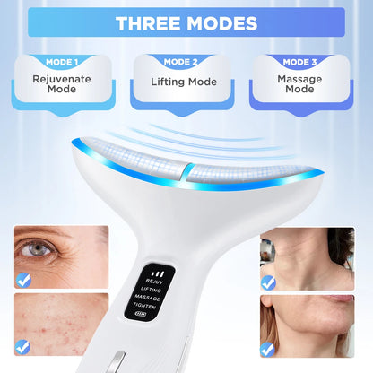 Face Neck Lift Beauty Device EMS Facial Massager LED Light Therapy Double Chin Remover Skin Rejuvenation Tightening Machine